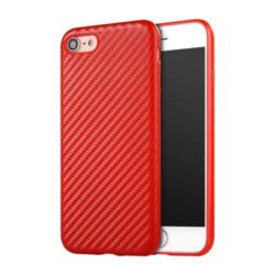 iPhone 8 / 7 Super Slim Gummi Hülle TPU Carbon Rot