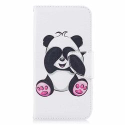 iPhone X Buch Etui Tasche mit Kartenfach Panda Blind