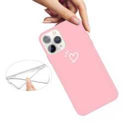 iPhone 11 Pro schlanke Gummi Schutzhülle mit coolem Aufdruck Herz Pink