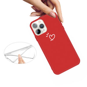 iPhone 11 Pro schlanke Gummi Schutzhülle mit coolem Aufdruck Herz Rot