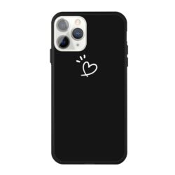 iPhone 11 Pro schlanke Gummi Schutzhülle mit coolem Aufdruck Herz Schwarz