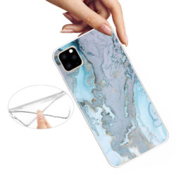 Gummi Schutzhülle Marmor für Dein iPhone 11 Pro in Cyan