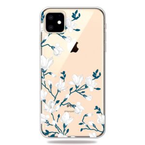 iPhone 11 Gummi Schutzhülle Transparent Blüten Ast Weiss