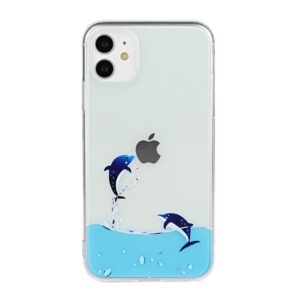 Super Dünne Transparente Gummi Schutzhülle für das iPhone 11 mit dem Aufdruck Delfine