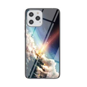iPhone 12 / iPhone 12 Pro Schutzhülle Case Cover mit Glas Rückseite und Gummi Rand Meteorit