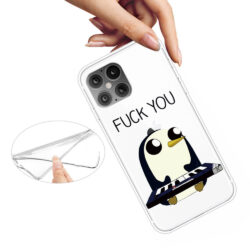 Super Dünne Transparente Schutzhülle für das iPhone 12 / iPhone 12 Pro mit dem Aufdruck Pinguin