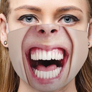 Stoffmaske Schutzmaske mit lustigem Aufdruck Zähne
