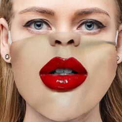 Stoffmaske Schutzmaske mit lustigem Aufdruck rote Lippen