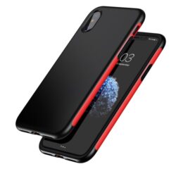 iPhone XS / iPhone X Gummi Slim Schutzhülle Premium von Baseus Grip Line Rot