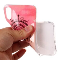 iPhone XS / iPhone X Gummi Slim Schutzhülle mit coolem Aufdruck Traumfänger Pink