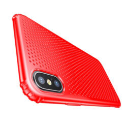 iPhone XS / X Gummi Schutzhülle Ultra Slim im gelocht Design vom Premium Hersteller Baseus in Rot