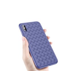 iPhone XS / X Gummi Schutzhülle Ultra Slim im gewoben Design vom Premium Hersteller Baseus in Blau