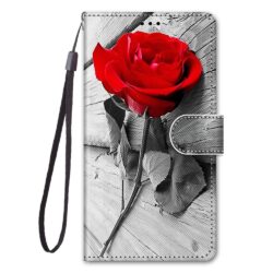 iPhone 12 Mini Buch Etui Tasche mit Kartenfach Rote Rose