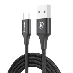 Baseus USB auf USB-C Kabel mit LED Licht Schwarz 2m