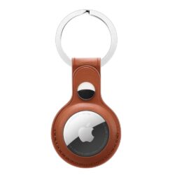 Kunstleder Schlüsselanhänger Halterung für Apple AirTag Braun