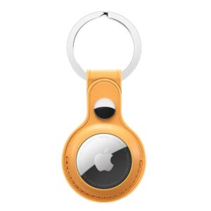Kunstleder Schlüsselanhänger Halterung für Apple AirTag Gelb