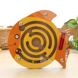 Magnetisches Kugel Labyrinth aus Holz für Kinder Fisch