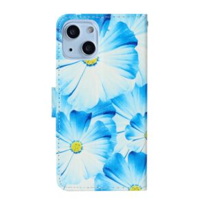 iPhone 13 Mini Buch Etui Tasche mit Kartenfach blaue Blüten