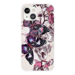iPhone 13 Mini Super Slim Gummi Schutzhülle pinker Schmetterling