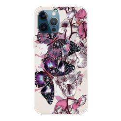 iPhone 13 Pro Max Super Slim Gummi Schutzhülle pinker Schmetterling