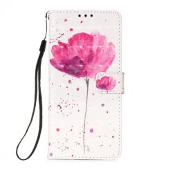 iPhone 13 Buch Etui Tasche mit Kartenfach pinke Blüte