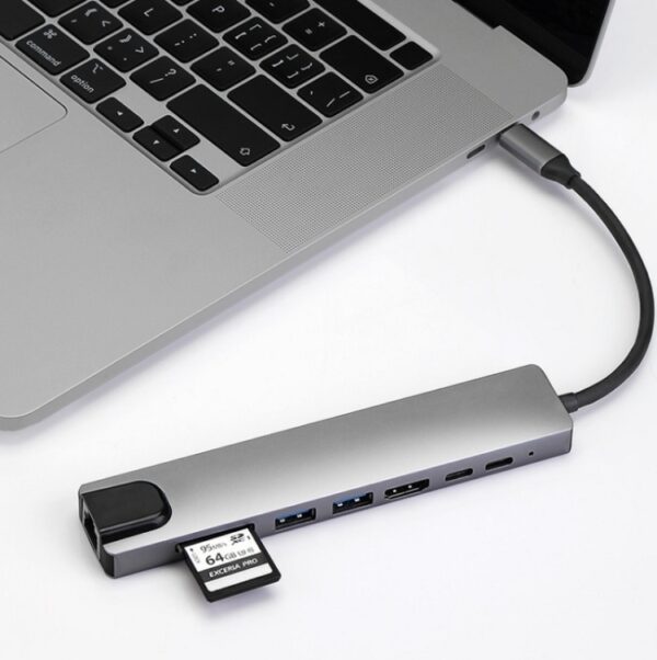 8 in 1 USB-C zu Lan Micro SD HDMI USB Adapter