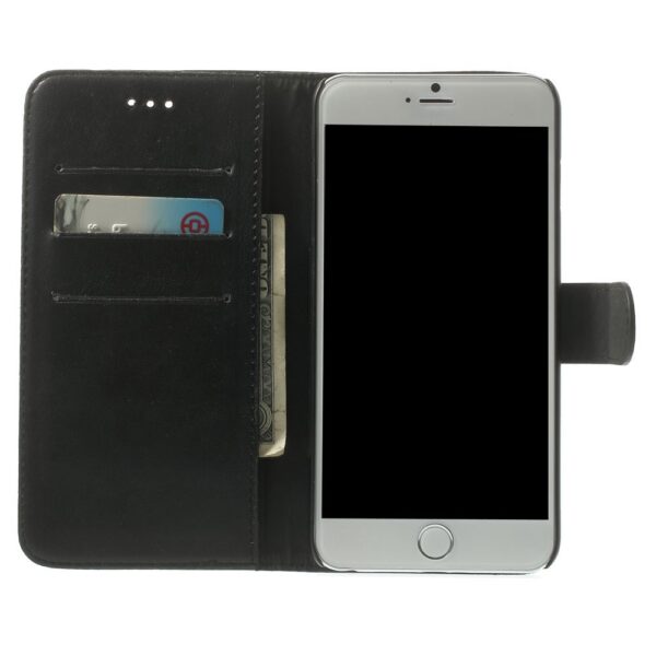 iPhone 6s Plus / 6 Plus Buch Etui Tasche Kunstleder mit Kartenfach Schwarz