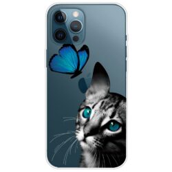 iPhone 14 Pro Max Super Slim Gummi Schutzhülle Katze Schmetterling