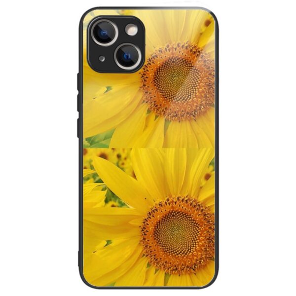 iPhone 14 Plus Glas Gummi Schutzhülle Sonnenblume