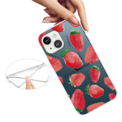 iPhone 14 Plus Super Slim Gummi Schutzhülle Erdbeere
