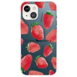 iPhone 14 Plus Super Slim Gummi Schutzhülle Erdbeere