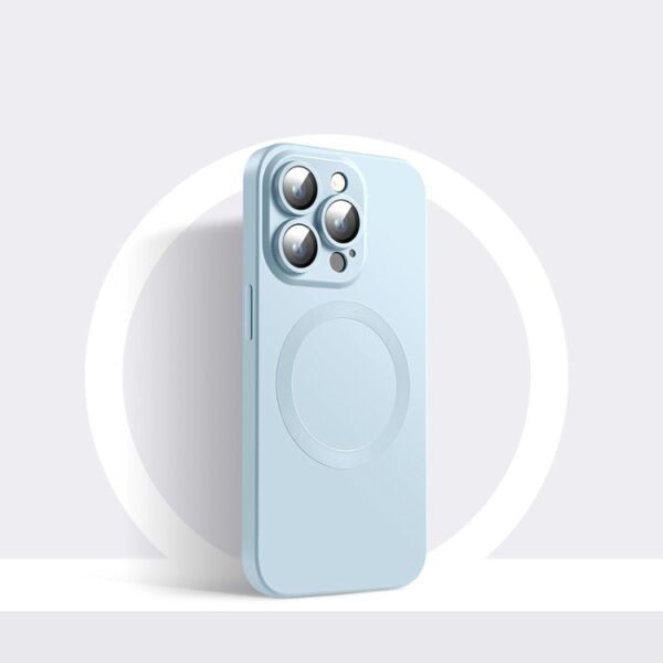 iPhone 14 Pro MagSafe Silikon Cover mit Kameraschutz Glas Hellblau