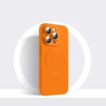 iPhone 14 Pro MagSafe Silikon Cover mit Kameraschutz Glas Orange