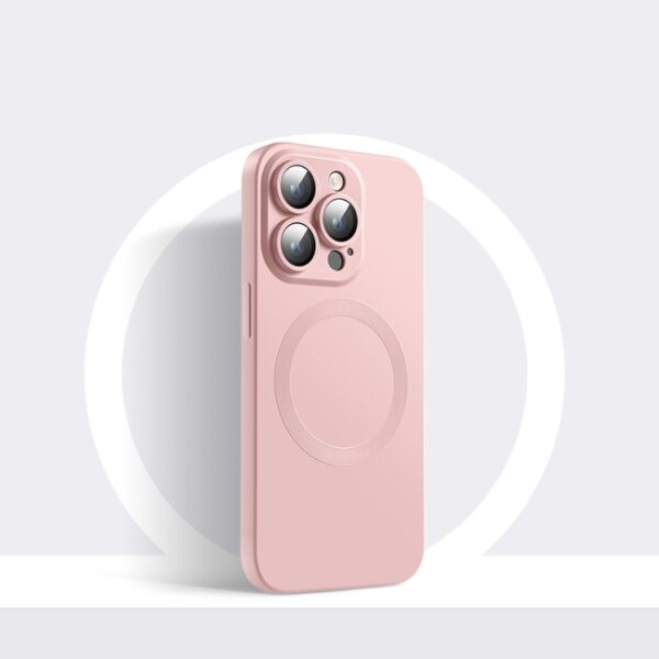 iPhone 14 Pro MagSafe Silikon Cover mit Kameraschutz Glas Pink