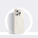 iPhone 14 Pro MagSafe Silikon Cover mit Kameraschutz Glas Weiss