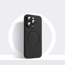 iPhone 14 Pro Max MagSafe Silikon Cover mit Kameraschutz Glas Schwarz