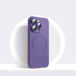iPhone 14 Pro Max MagSafe Silikon Cover mit Kameraschutz Glas Violett