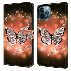 ART - iPhone 15 Pro Max Buch Etui Tasche mit Kartenfach goldener Schmetterling