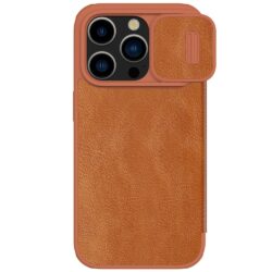 Nillkin - iPhone 15 Pro Leder Buch Etui Tasche mit Kameraschutz Braun
