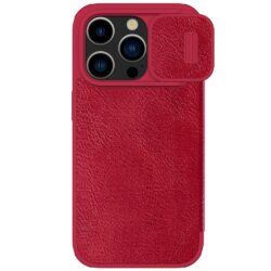 Nillkin - iPhone 15 Pro Max Leder Buch Etui Tasche mit Kameraschutz Rot
