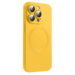 iPhone 12 Pro MagSafe Silikon Cover mit Kameraschutz Glas Gelb
