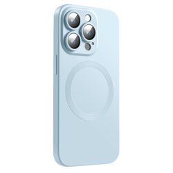 iPhone 12 Pro MagSafe Silikon Cover mit Kameraschutz Glas Hellblau