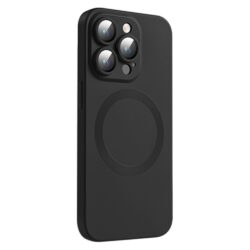 iPhone 12 Pro MagSafe Silikon Cover mit Kameraschutz Glas Schwarz