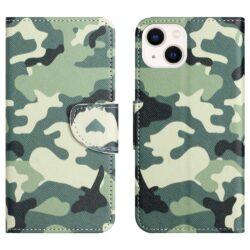 iPhone 15 Buch Etui Tasche mit Kartenfach Camouflage