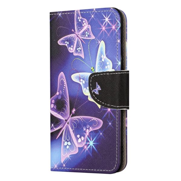 iPhone 15 Plus Buch Etui Tasche mit Kartenfach Bunte Schmetterlinge