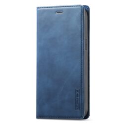 iPhone 15 Plus Leder Buch Etui Tasche mit Kartenfach Blau