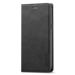 iPhone 15 Plus Leder Buch Etui Tasche mit Kartenfach Schwarz