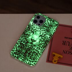 iPhone 15 Pro Leuchtende Glow Gummi Schutzhülle Leopard