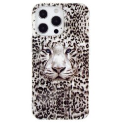iPhone 15 Pro Leuchtende Glow Gummi Schutzhülle Leopard