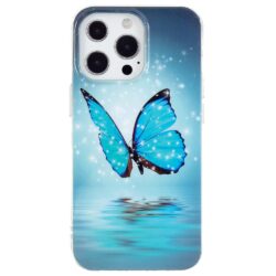 iPhone 15 Pro Leuchtende Glow Gummi Schutzhülle Schmetterling